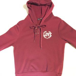 Logo LOVE Crop Pullover Sweatshirt Hoodie